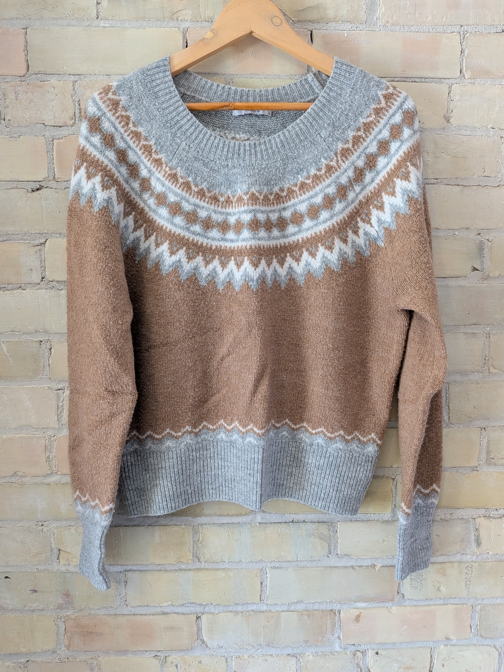 2 For $50 Fair Isle Crewneck Sweater - Tan & Light Gray